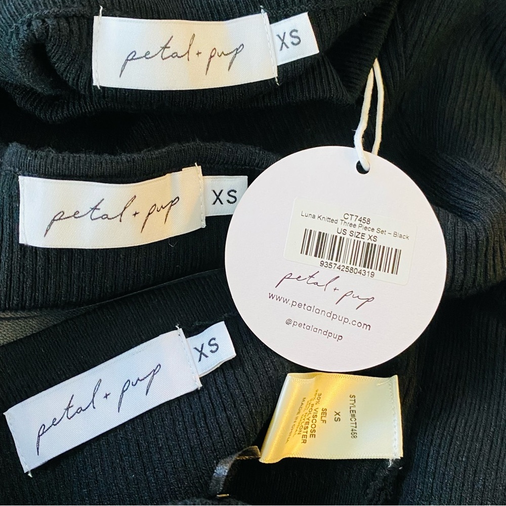 Petal & Pup NEW Luna 3 Piece Knitted Set Black Sweater Midi Dress Size XS - Picture 13 of 14